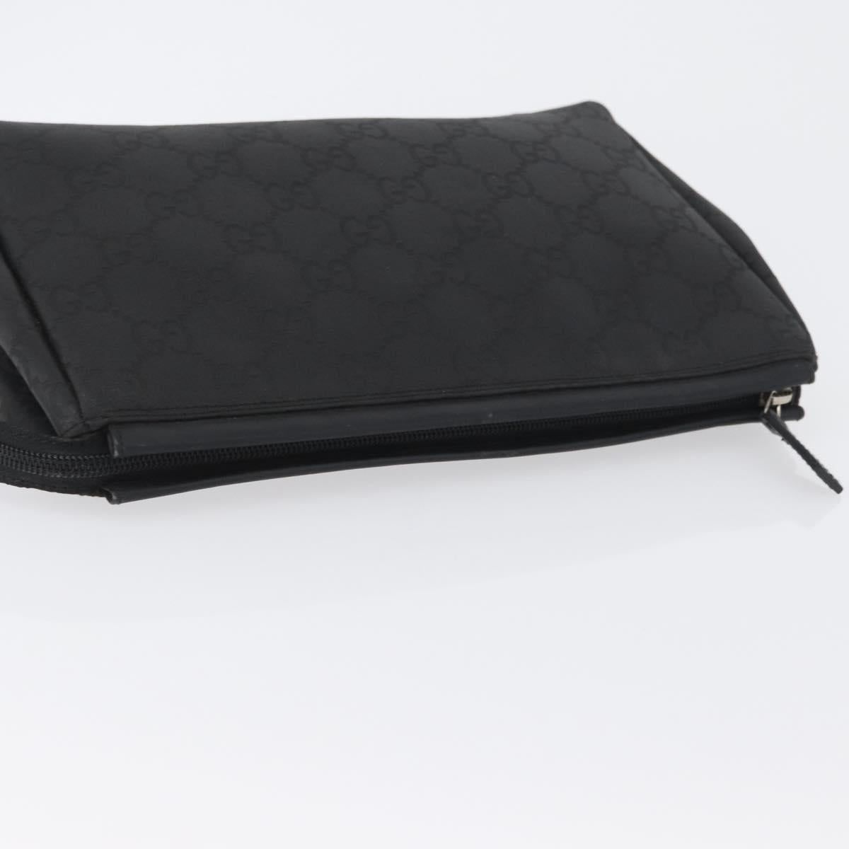 GUCCI GG Canvas Clutch Bag Nylon Black Silver 014 1126 Auth mr2106