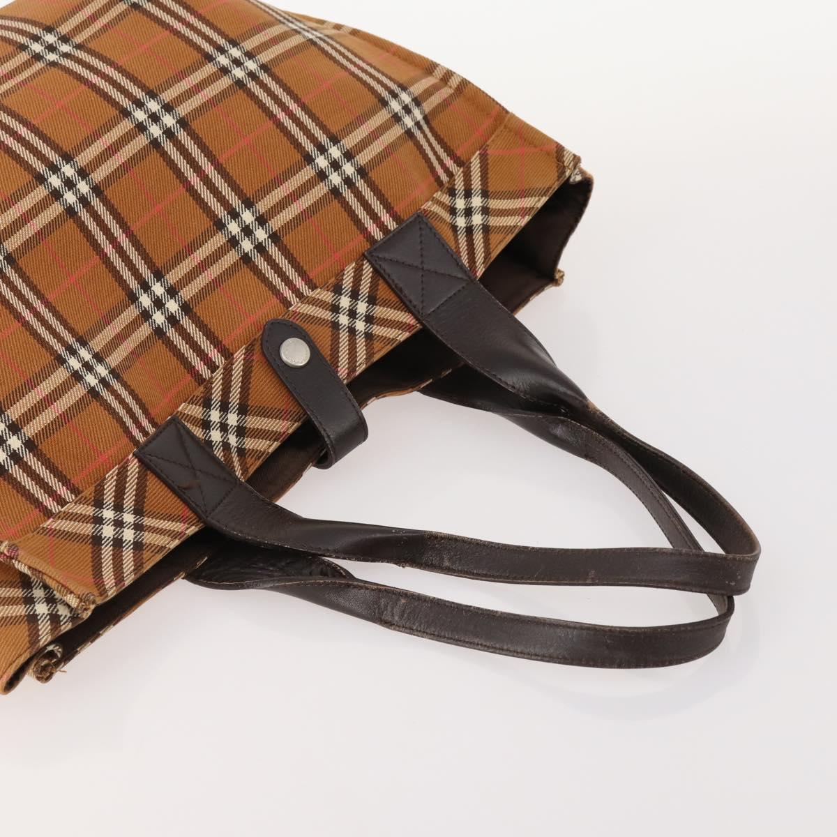 BURBERRY Nova Check Blue Label Bag Leather Nylon 5 Set Blue Brown Auth mr2107