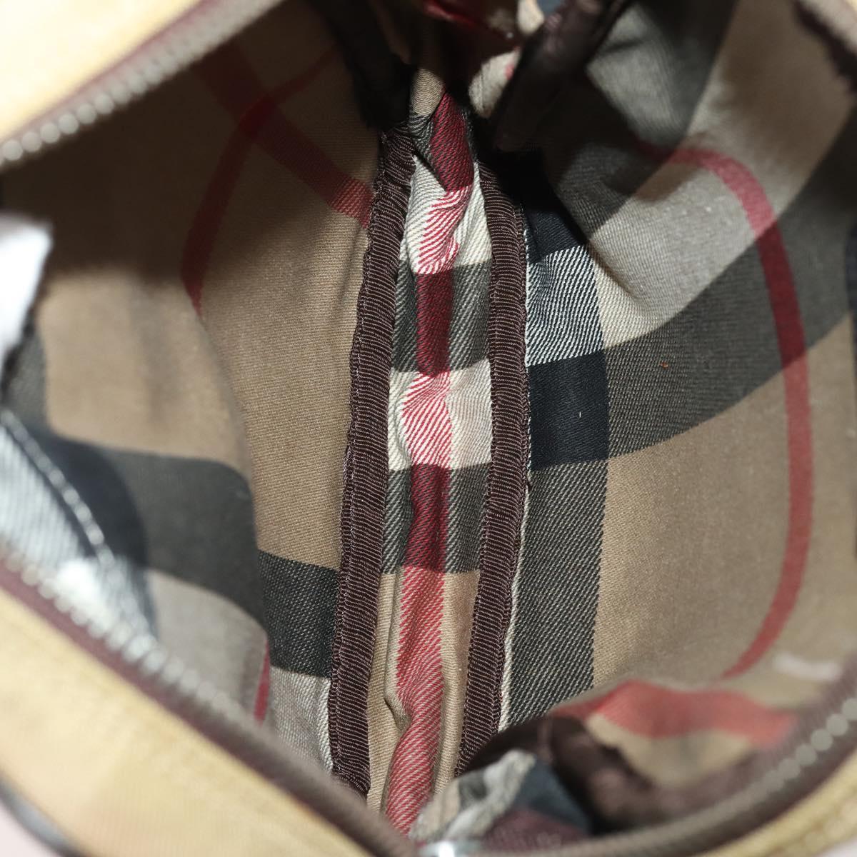 BURBERRY Nova Check Blue Label Bag Leather Nylon 5 Set Blue Brown Auth mr2107