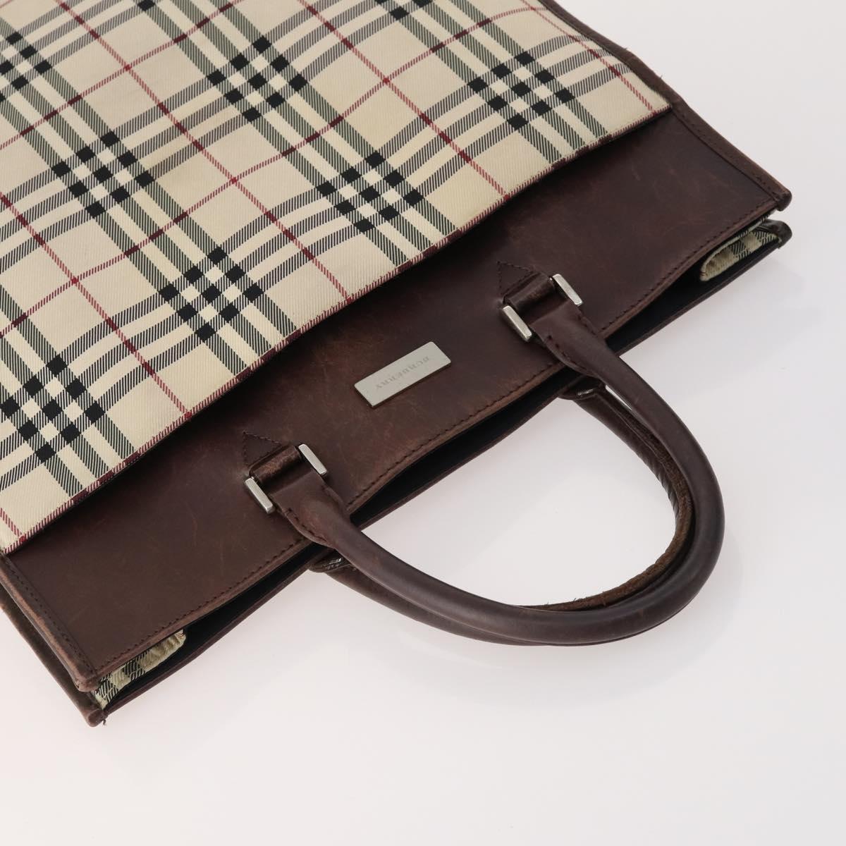 BURBERRY Nova Check Blue Label Bag Leather Nylon 5 Set Blue Brown Auth mr2107