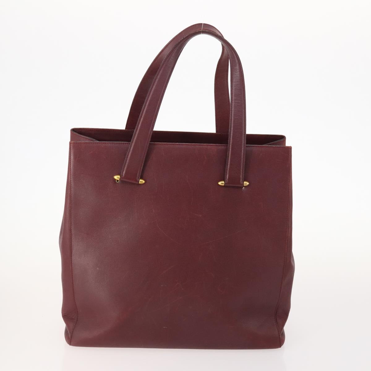 CARTIER Shoulder Bag Leather 5 Set Bordeaux Gold Auth mr2108