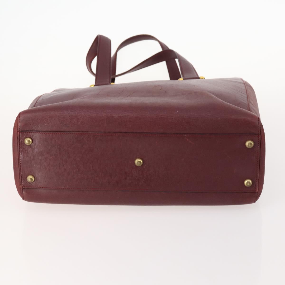 CARTIER Shoulder Bag Leather 5 Set Bordeaux Gold Auth mr2108
