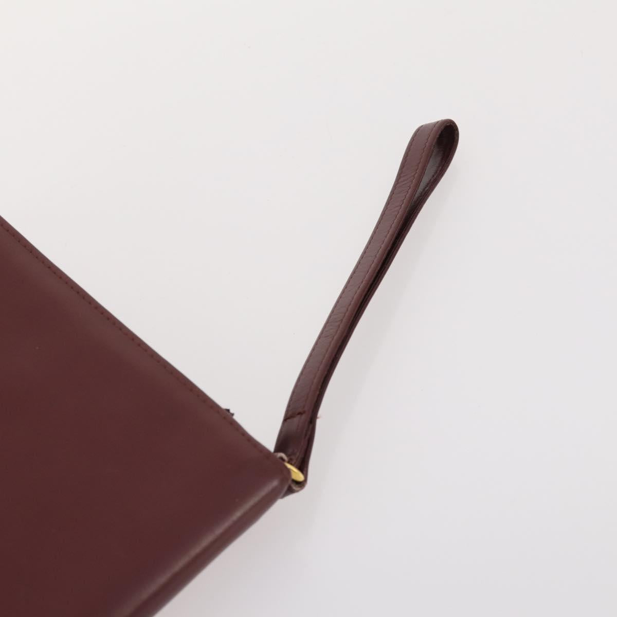 CARTIER Must Line Clutch Bag Leather 5 Set Bordeaux Gold Auth mr2109