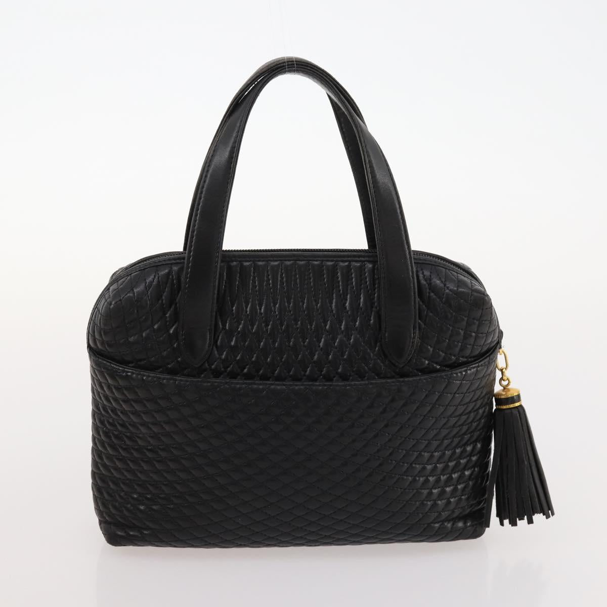 BALLY Hand Bag Leather 3 Set Black Pink Auth mr2113