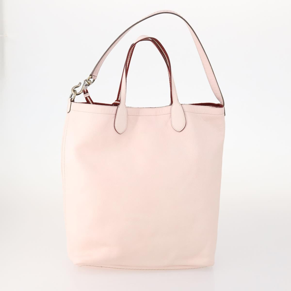 BALLY Hand Bag Leather 3 Set Black Pink Auth mr2113