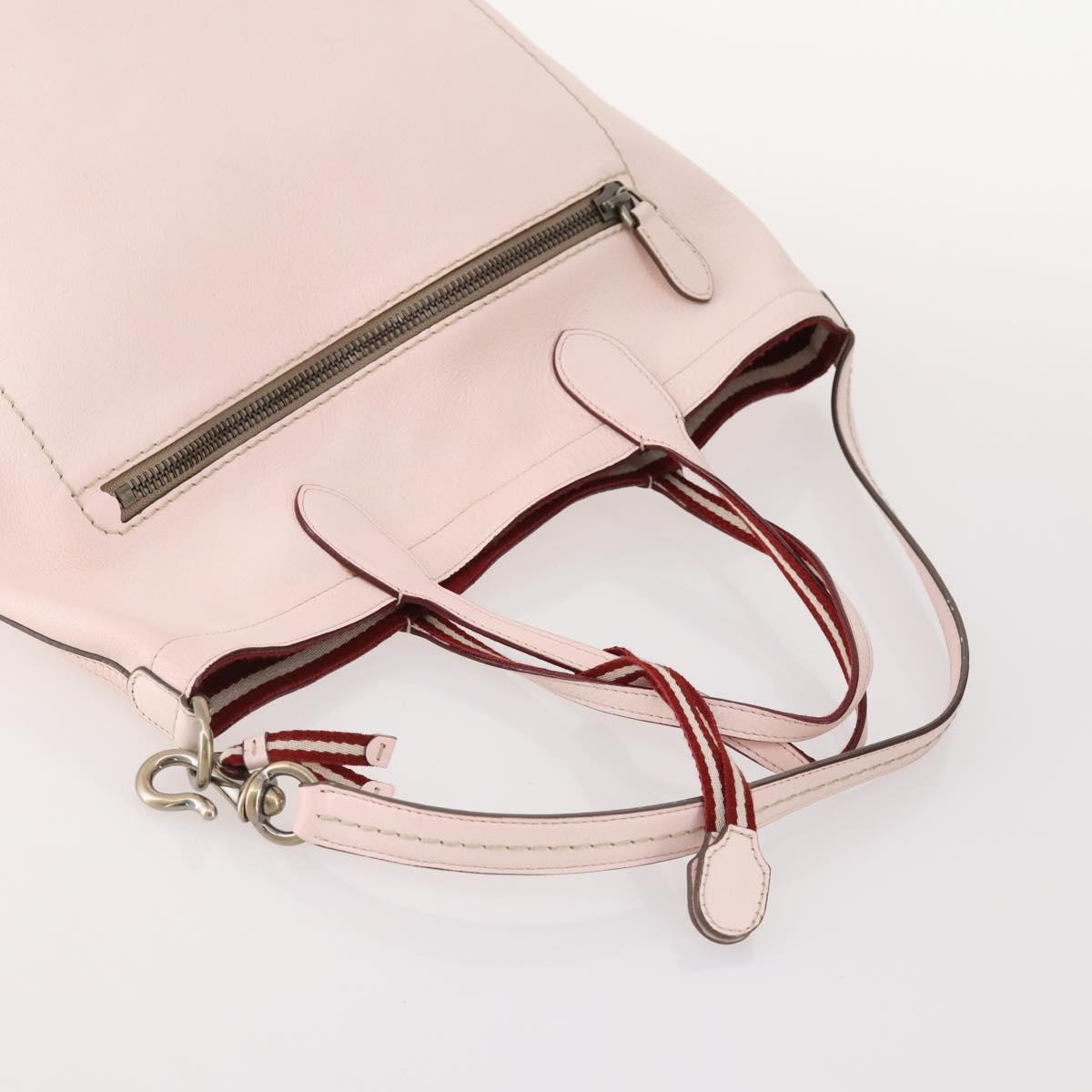 BALLY Hand Bag Leather 3 Set Black Pink Auth mr2113