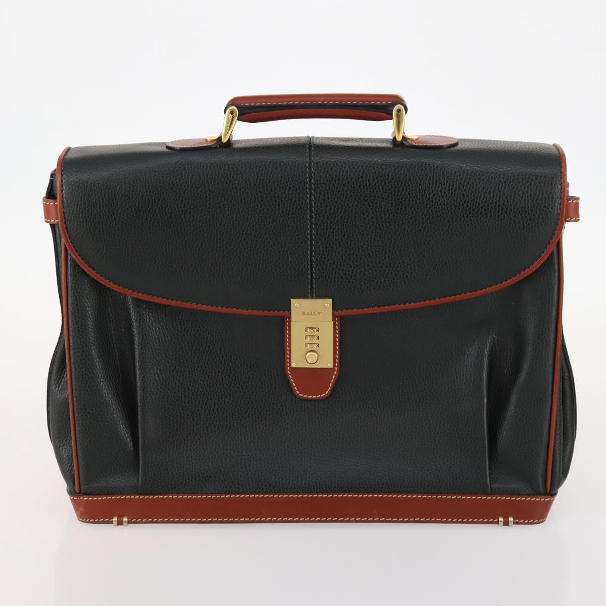BALLY Hand Bag Leather 3 Set Black Pink Auth mr2113