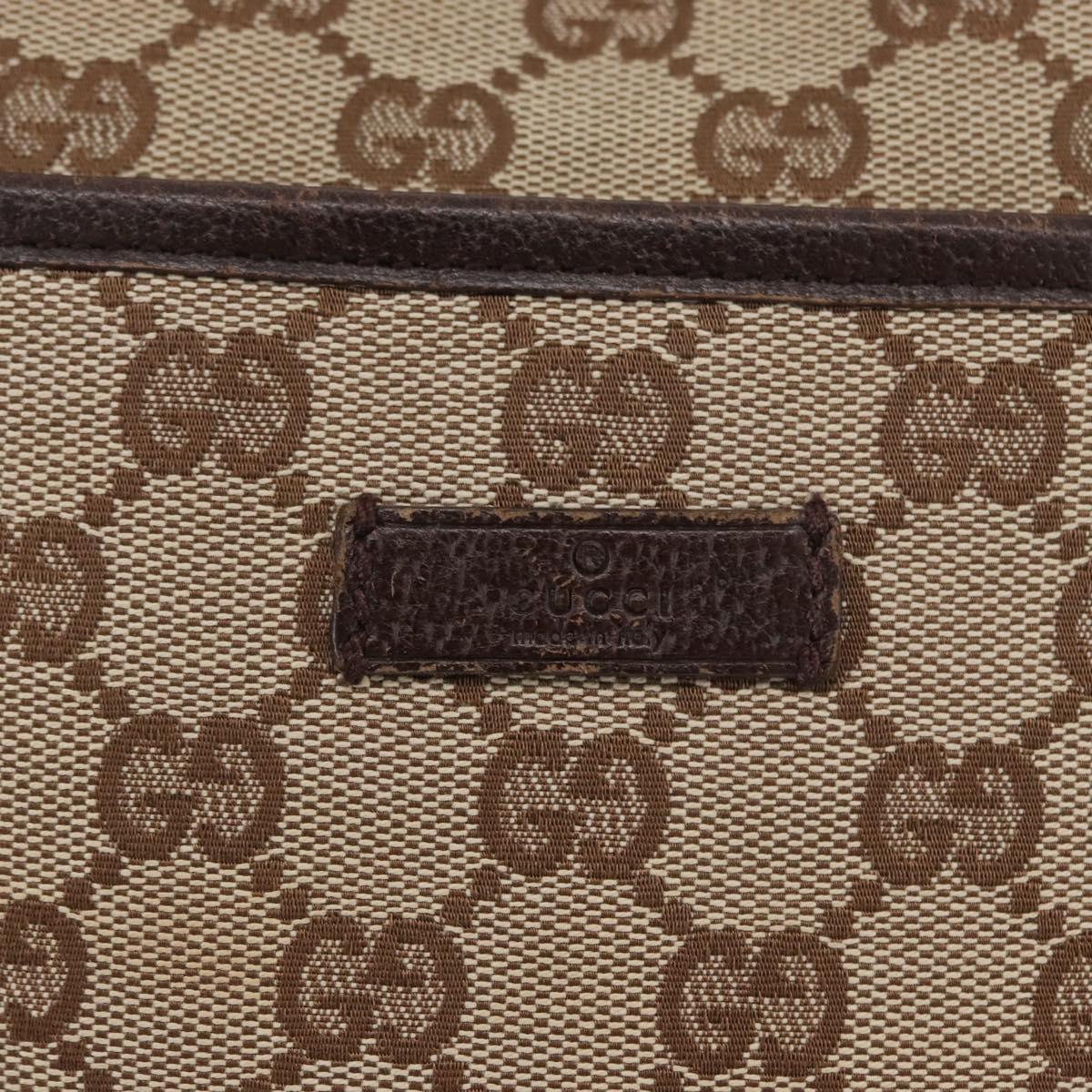 GUCCI GG Canvas Shoulder Bag Beige Silver 122793 Auth mr2126