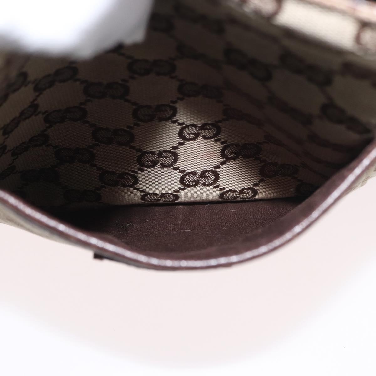 GUCCI GG Canvas Shoulder Bag Beige Silver 122793 Auth mr2126