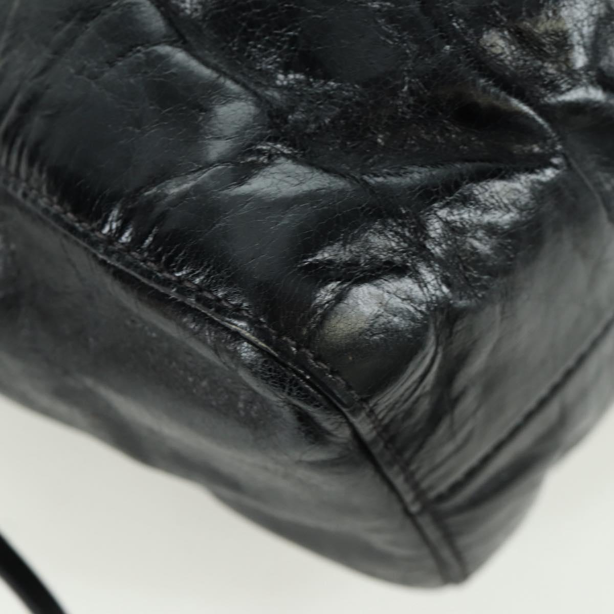 Miu Miu Hand Bag Leather 2way Black Gold Auth mr2127SAV