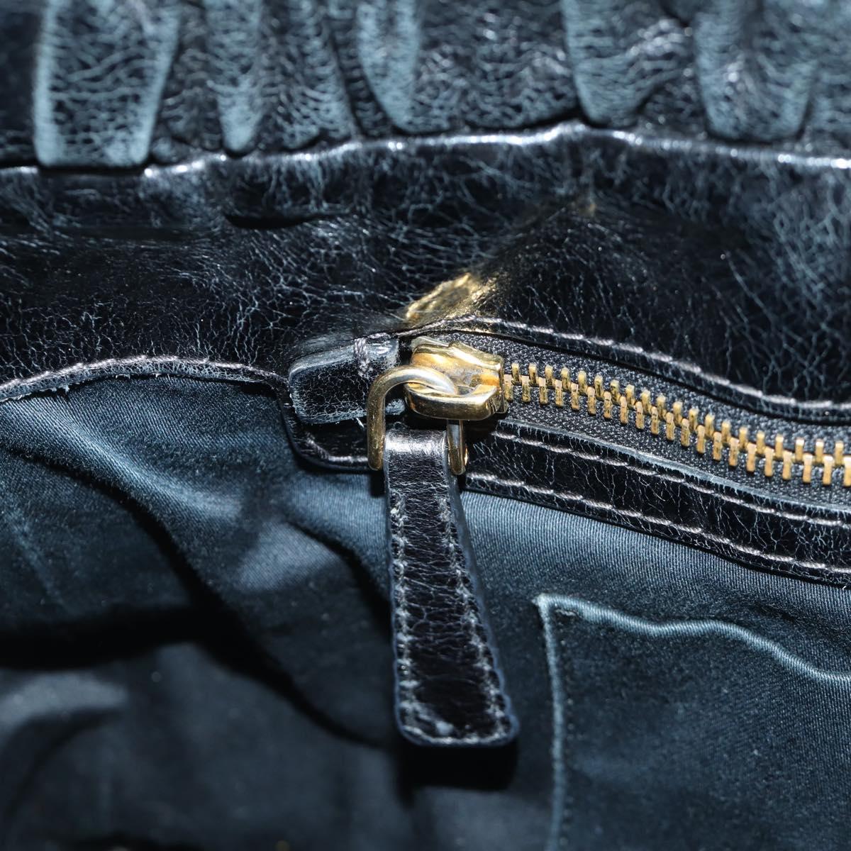Miu Miu Hand Bag Leather 2way Black Gold Auth mr2127SAV