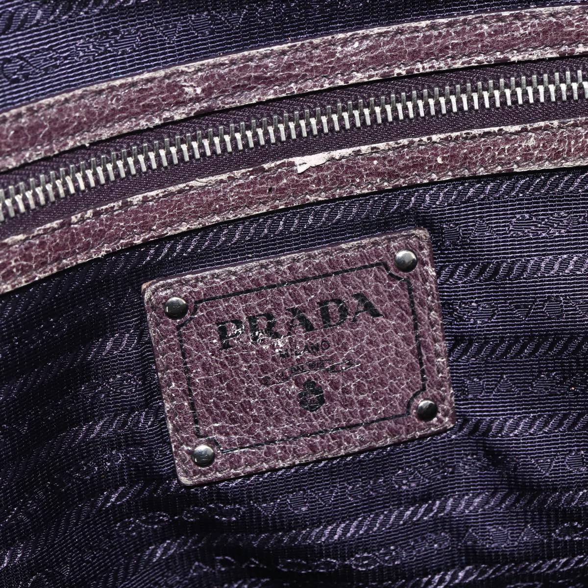 PRADA Hand Bag Leather Purple Silver Auth mr2128