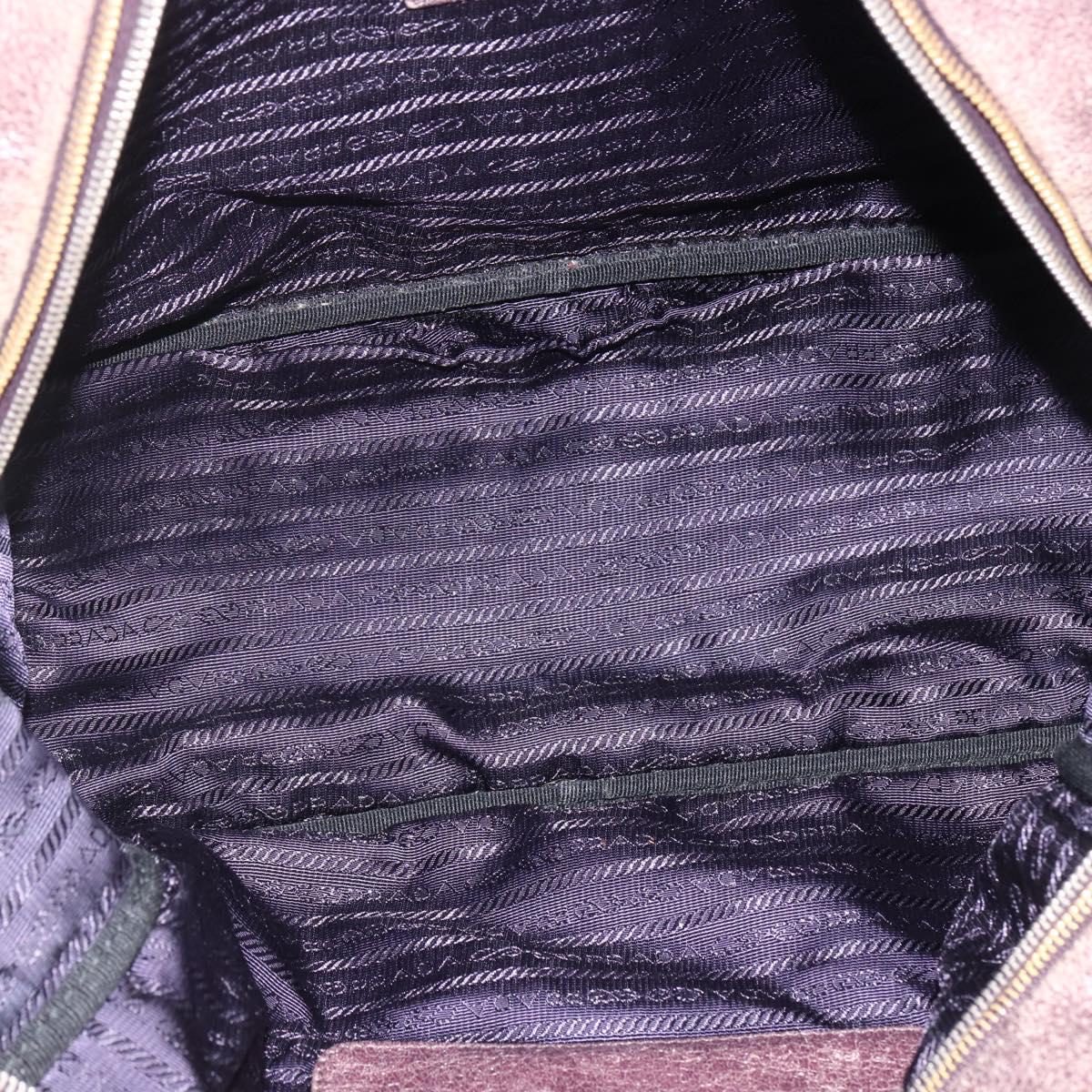 PRADA Hand Bag Leather Purple Silver Auth mr2128