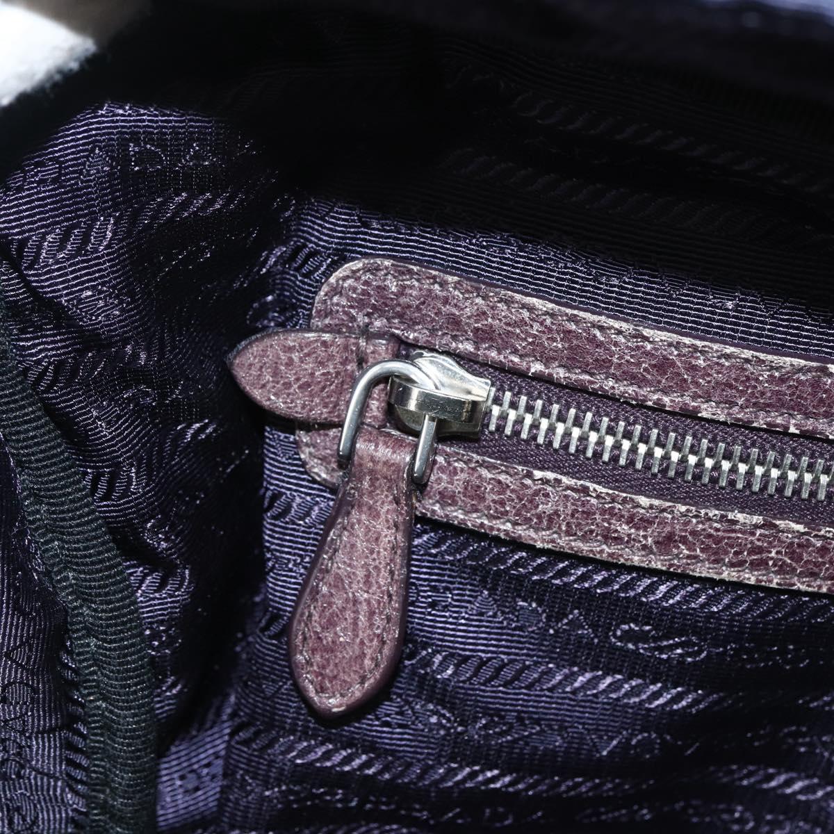PRADA Hand Bag Leather Purple Silver Auth mr2128