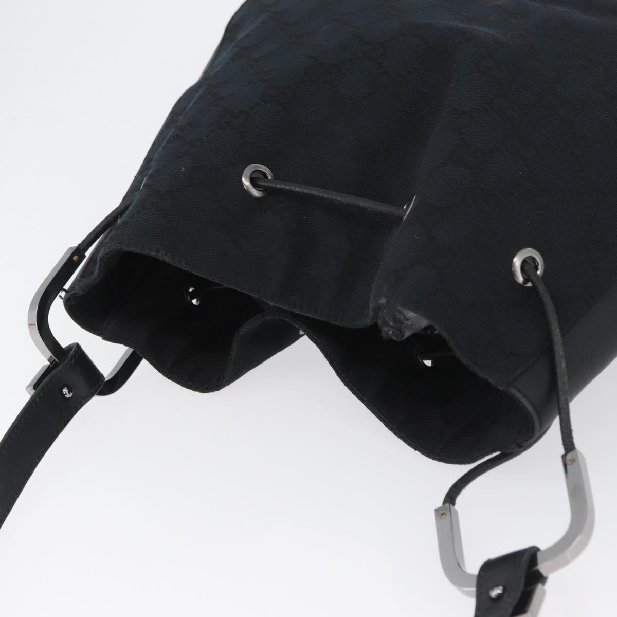 GUCCI GG Canvas Shoulder Bag Black Silver 001 3748 Auth mr2131