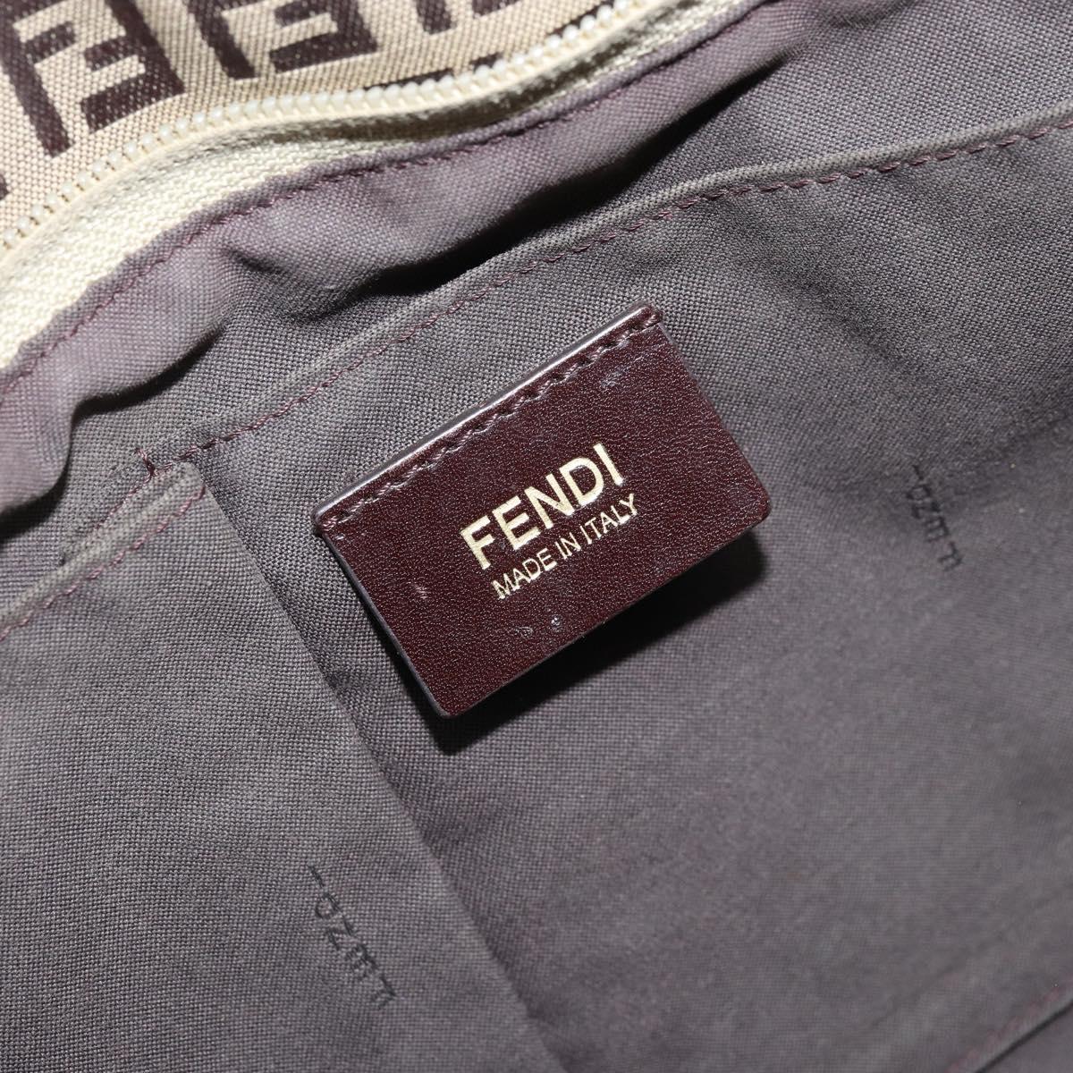 FENDI Zucchino Canvas Tote Bag Brown Gold Auth mr2135