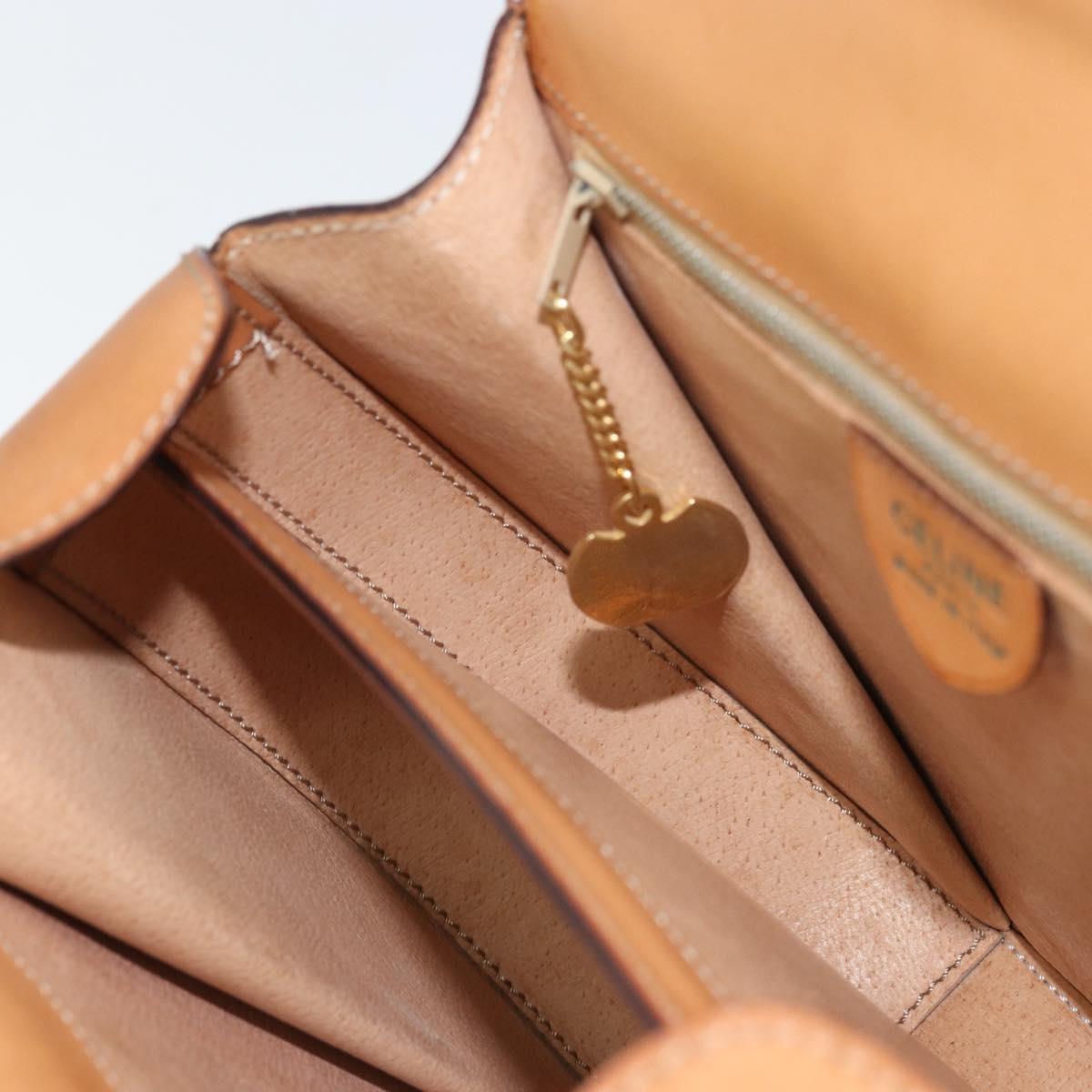 CELINE Macadam Canvas Hand Bag PVC Leather Brown Gold Auth mr2139A