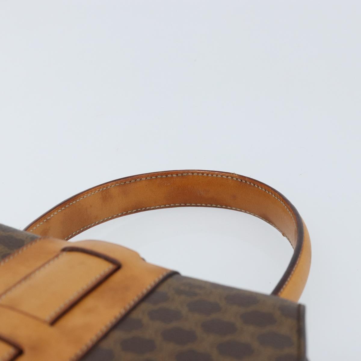 CELINE Macadam Canvas Hand Bag PVC Leather Brown Gold Auth mr2139A