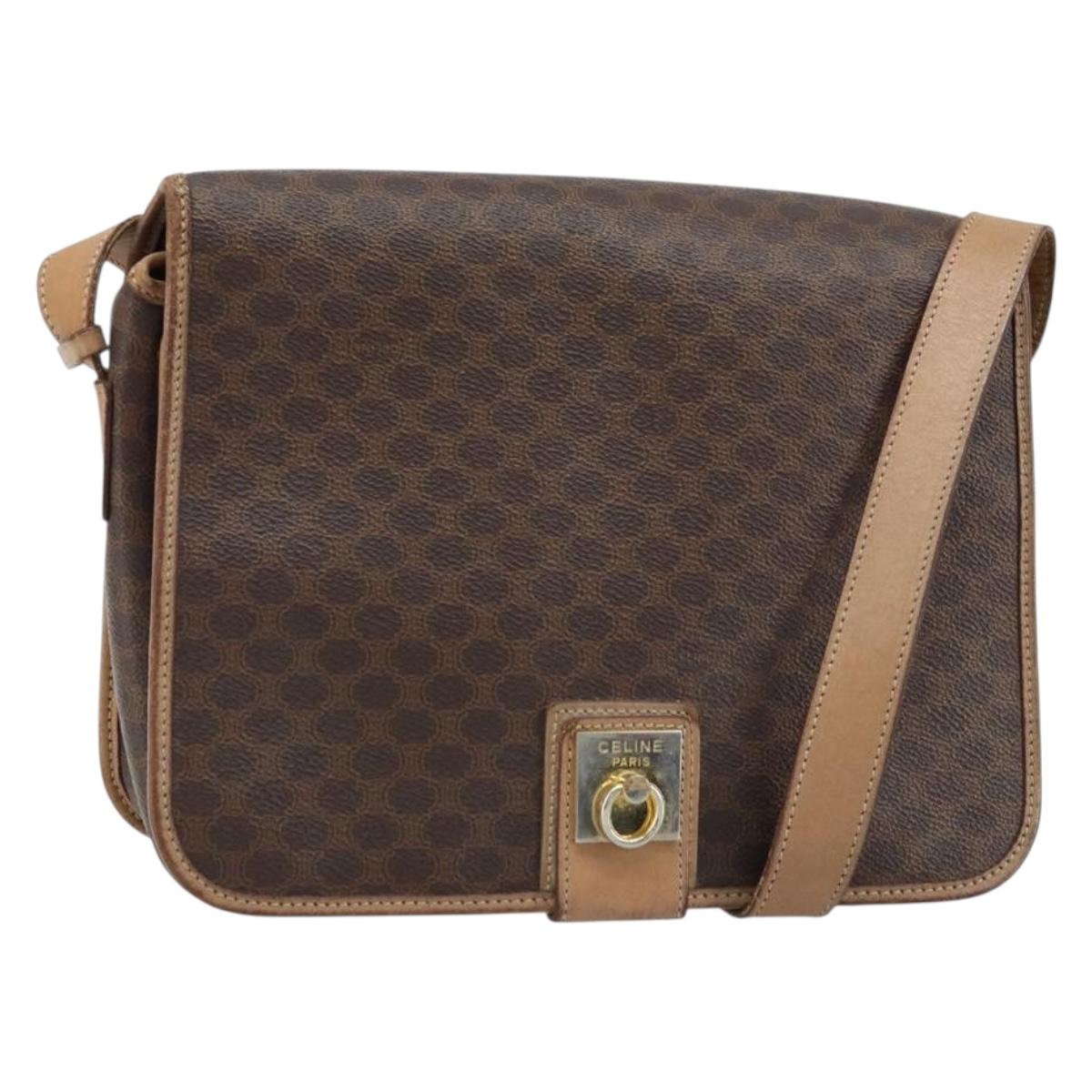 CELINE Macadam Canvas Shoulder Bag PVC Leather Auth mr2142