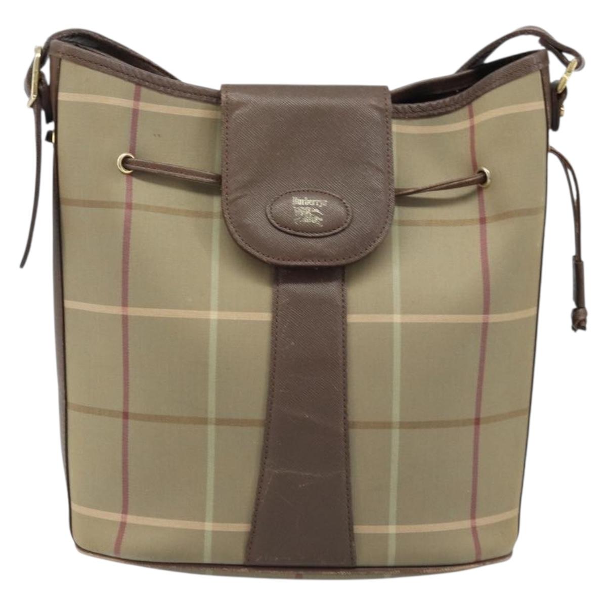 Burberrys Nova Check Shoulder Bag Beige Gold Auth mr2149