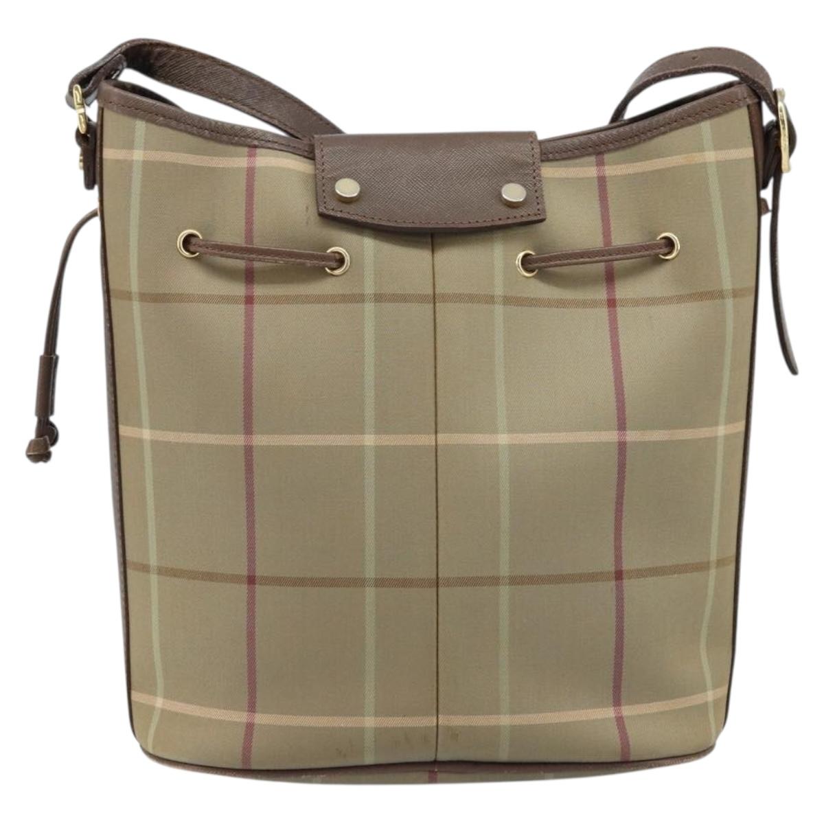 Burberrys Nova Check Shoulder Bag Beige Gold Auth mr2149