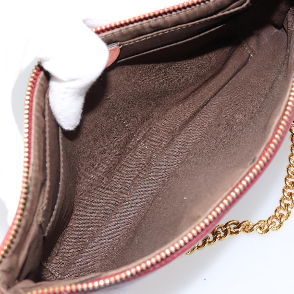 Chloe Shoulder Bag Leather Red Gold Auth mr2151