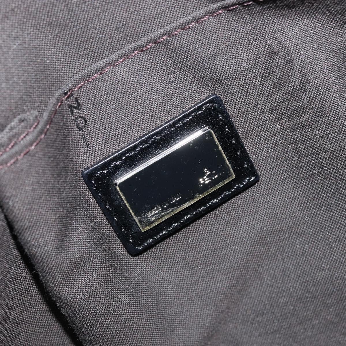 FENDI Zucchino Canvas Shoulder Bag Black Silver Auth mr2153V