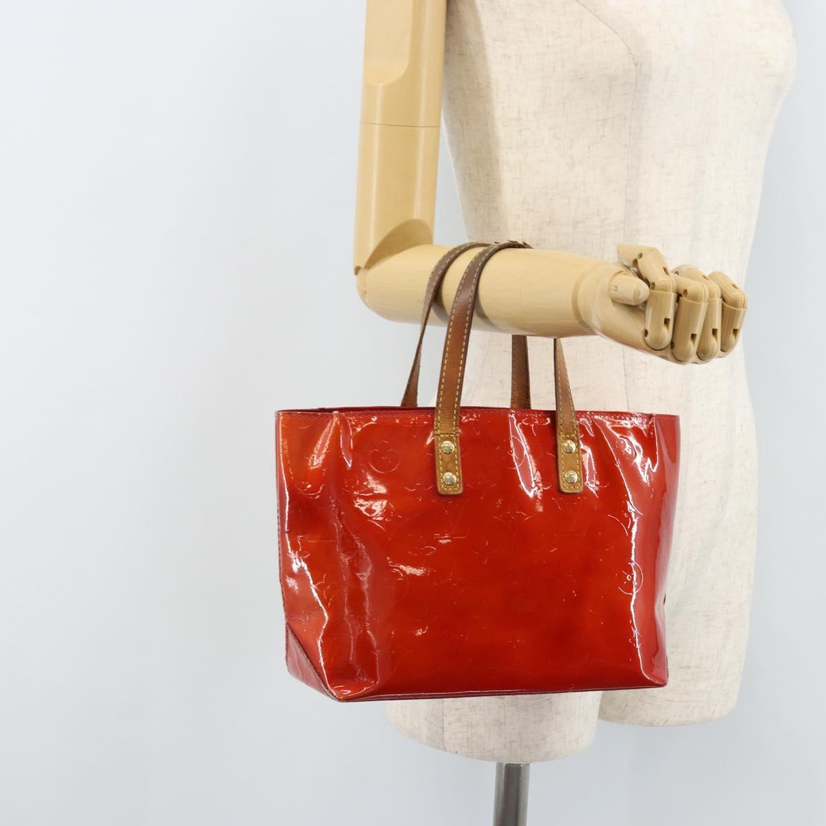 LOUIS VUITTON Monogram Vernis Reade PM Hand Bag Red Rouge M91088 LV Auth mr2154