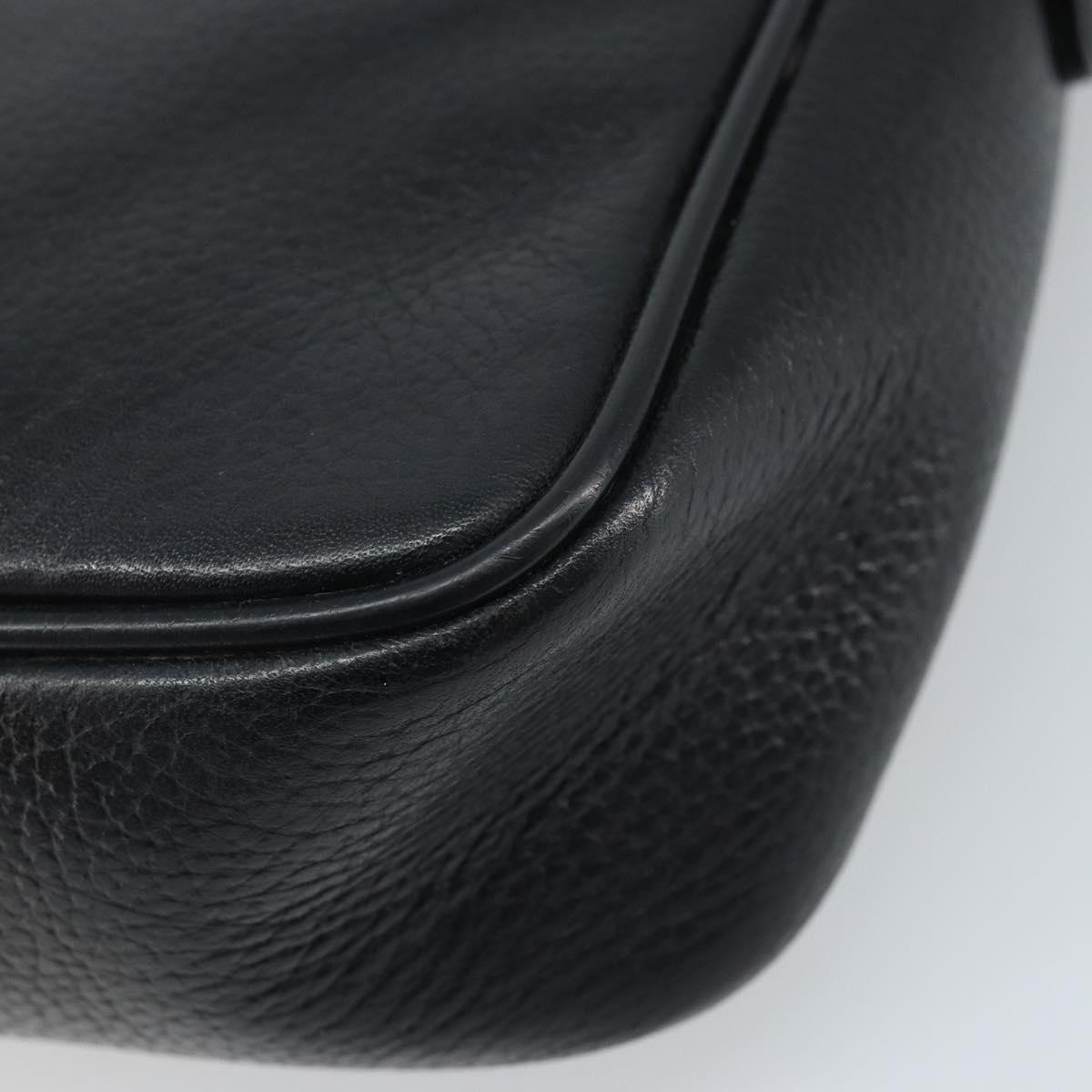 MCM Shoulder Bag Leather Black Gold Auth mr2156
