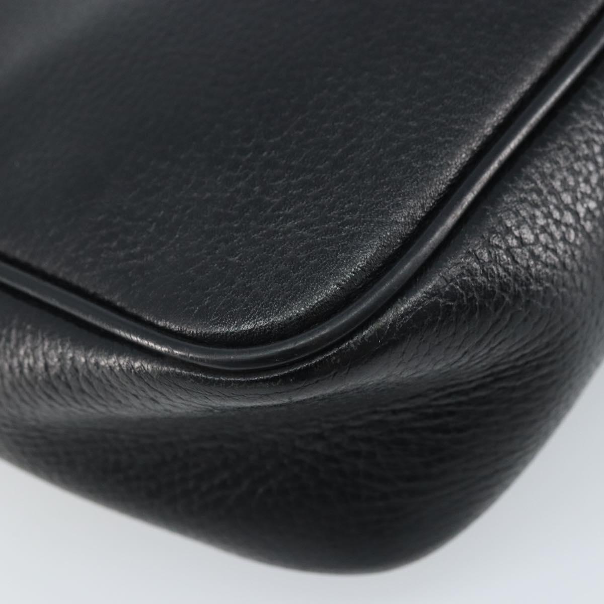 MCM Shoulder Bag Leather Black Gold Auth mr2156