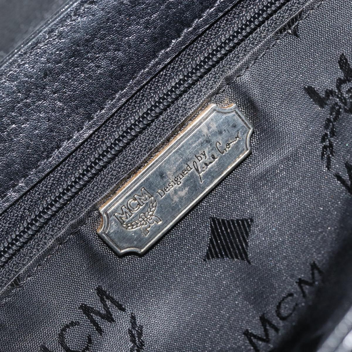 MCM Shoulder Bag Leather Black Gold Auth mr2156