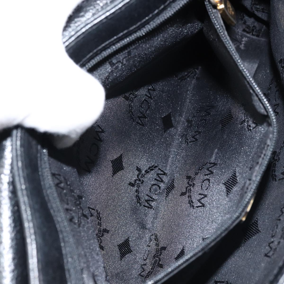 MCM Shoulder Bag Leather Black Gold Auth mr2156