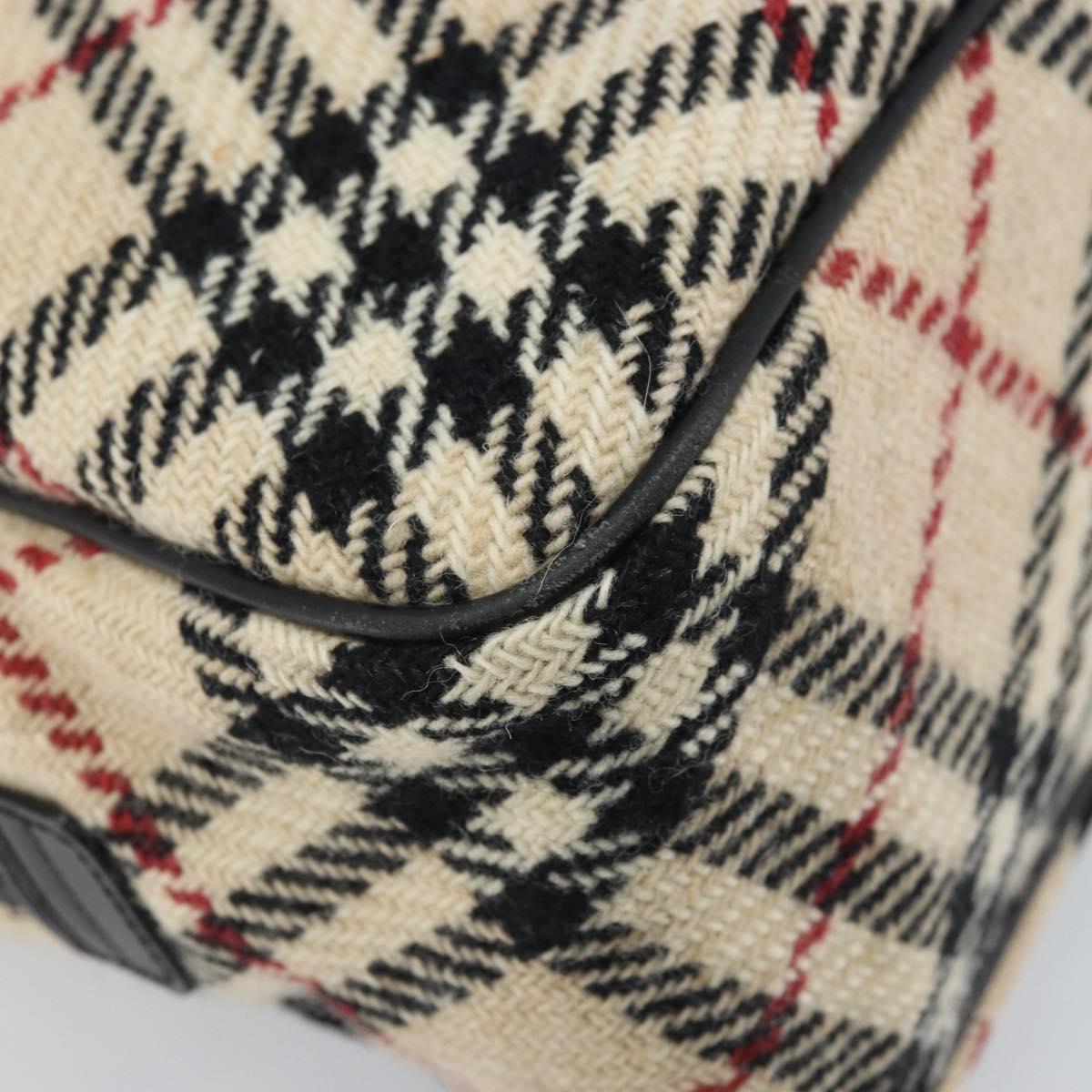 BURBERRY Nova Check Hand Bag Wool Beige Gold Auth mr2159V