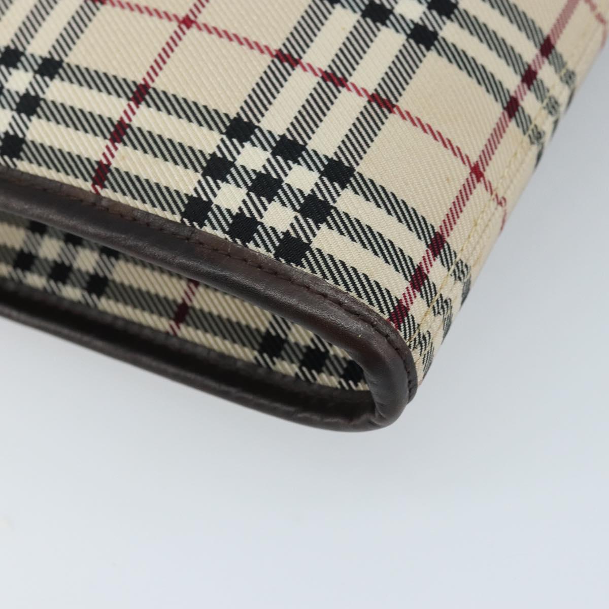 BURBERRY Nova Check Shoulder Bag Canvas Beige Silver Auth mr2160