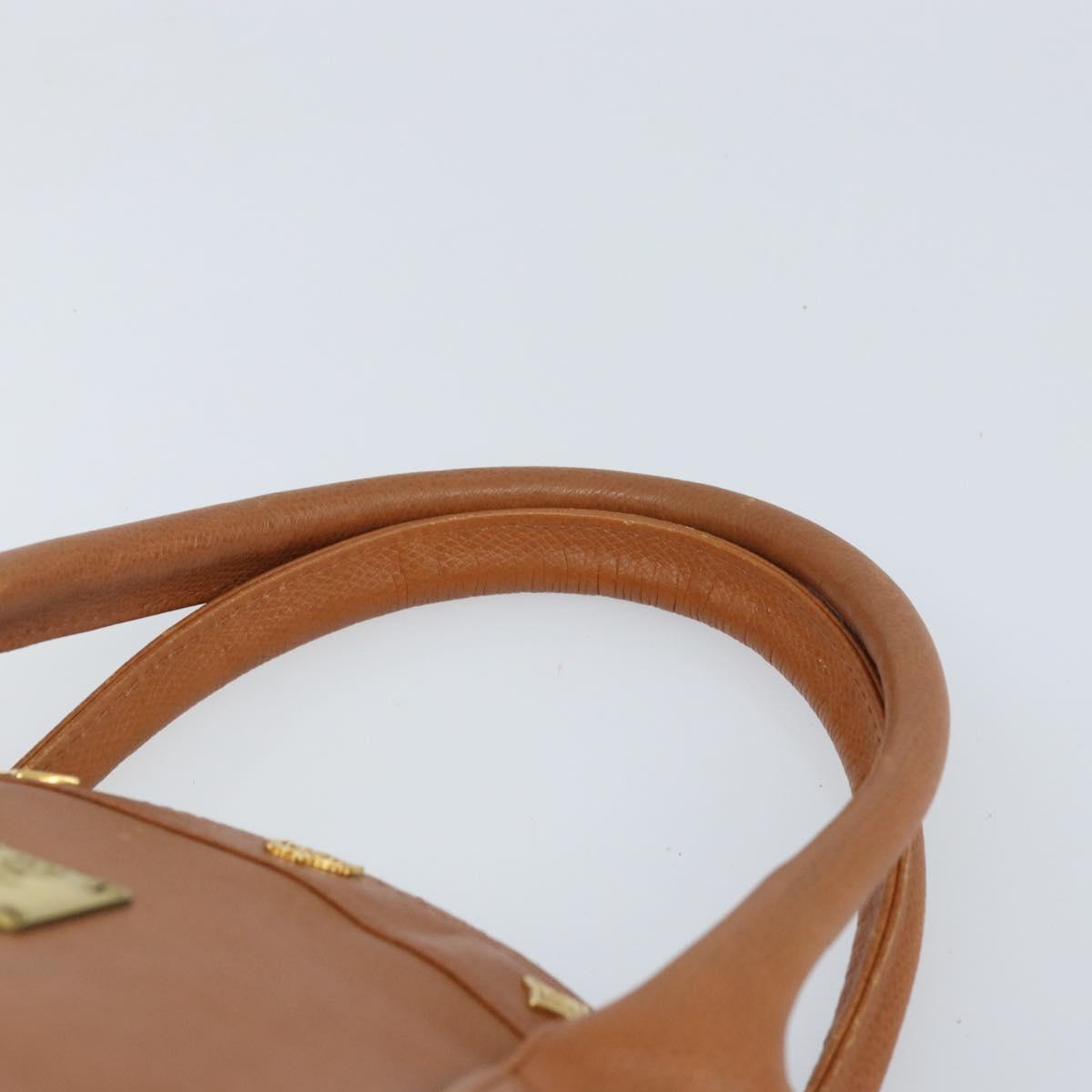 MCM Hand Bag Leather Brown Gold Auth mr2162