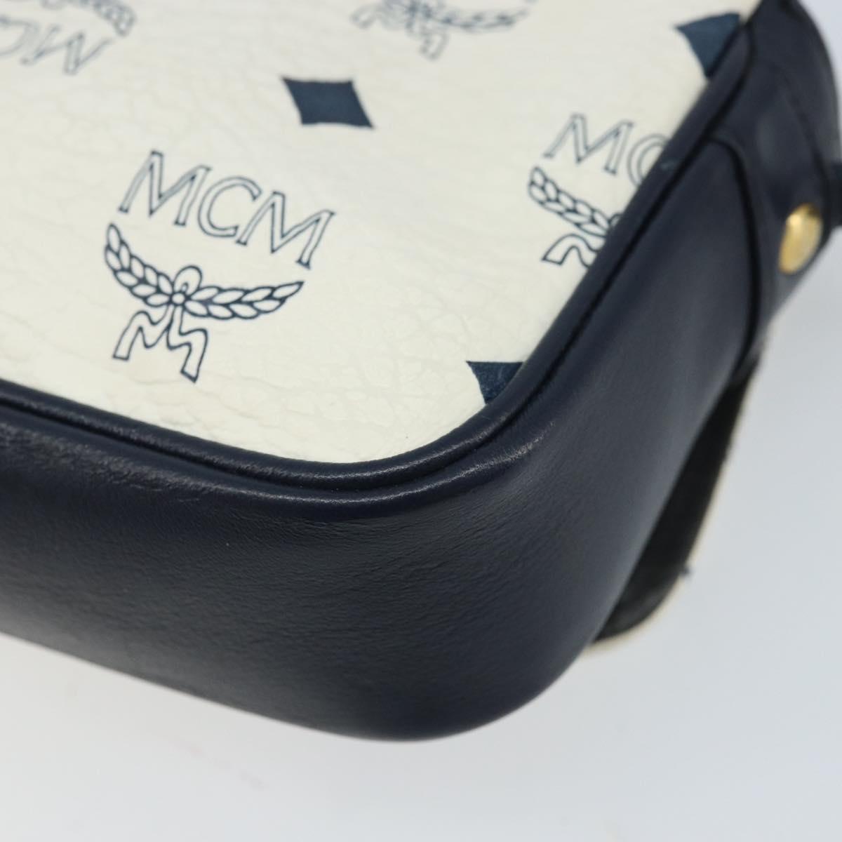 MCM Vicetos Logogram Shoulder Bag PVC Leather White Gold Auth mr2164