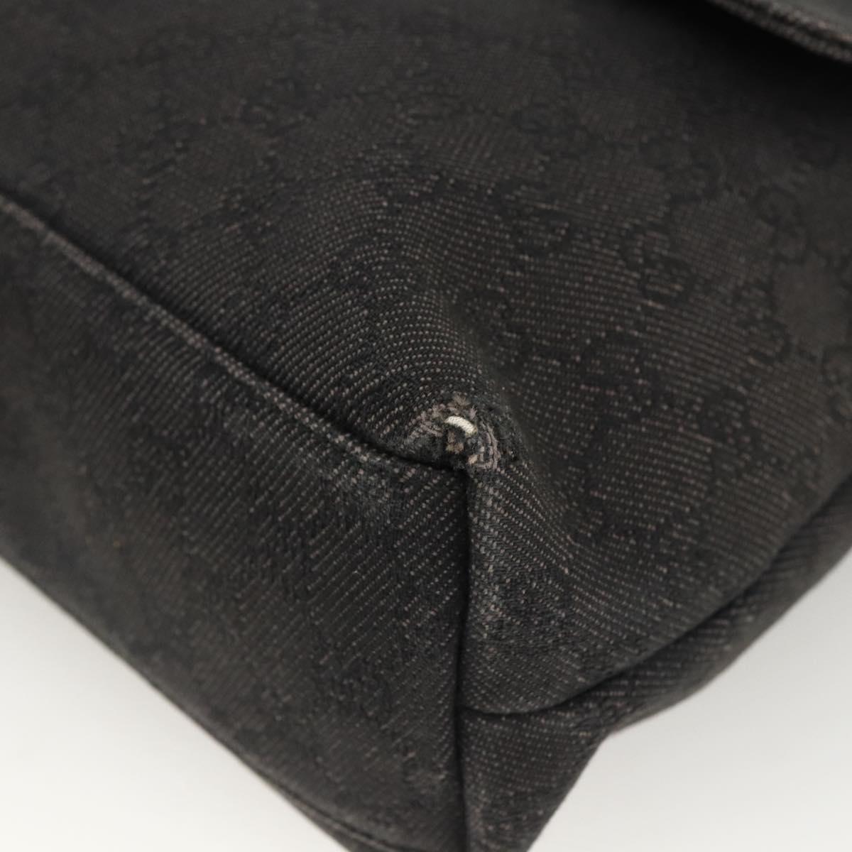 GUCCI GG Canvas Shoulder Bag Black Silver 272351 Auth mr2167