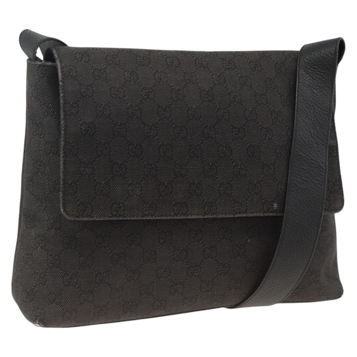 GUCCI GG Canvas Shoulder Bag Black Silver 272351 Auth mr2167