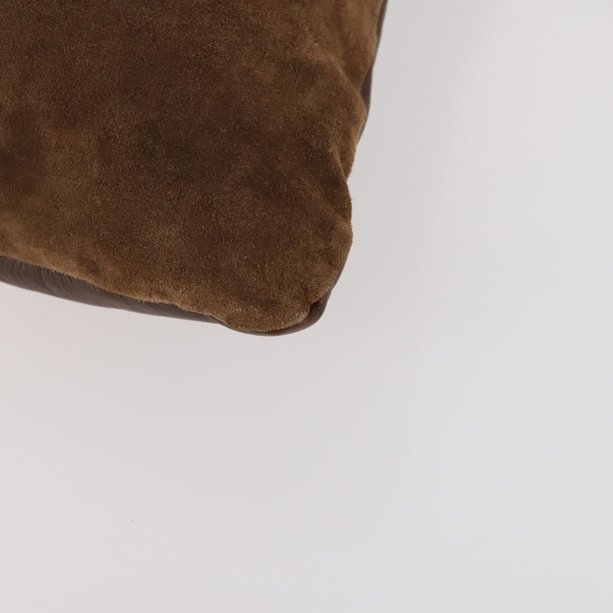 BURBERRY Shoulder Bag Suede Leather Brown Silver Auth mr2170