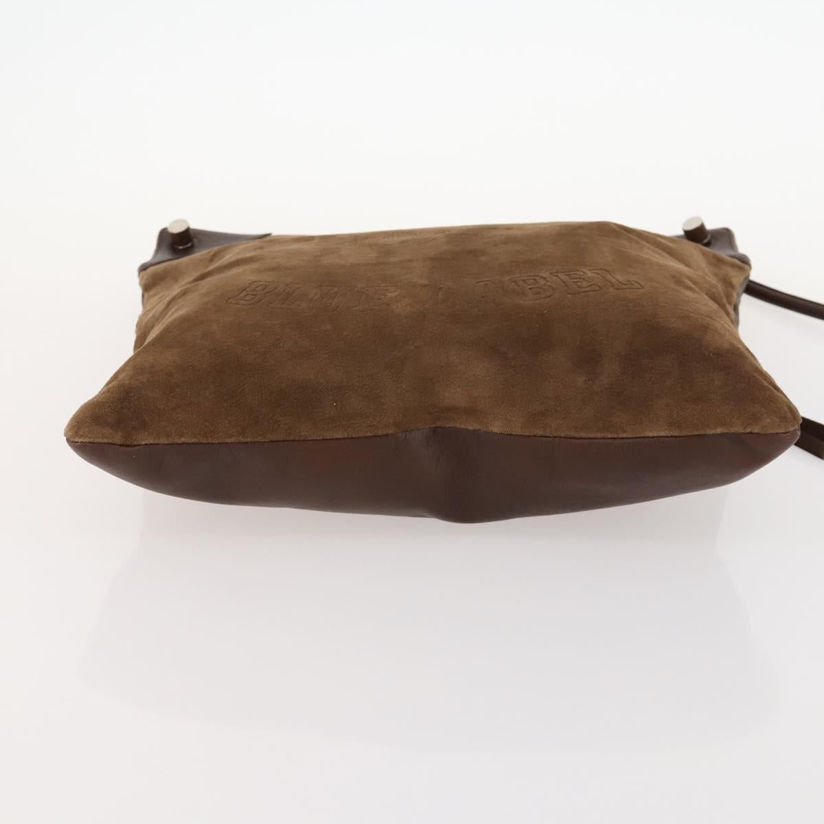 BURBERRY Shoulder Bag Suede Leather Brown Silver Auth mr2170