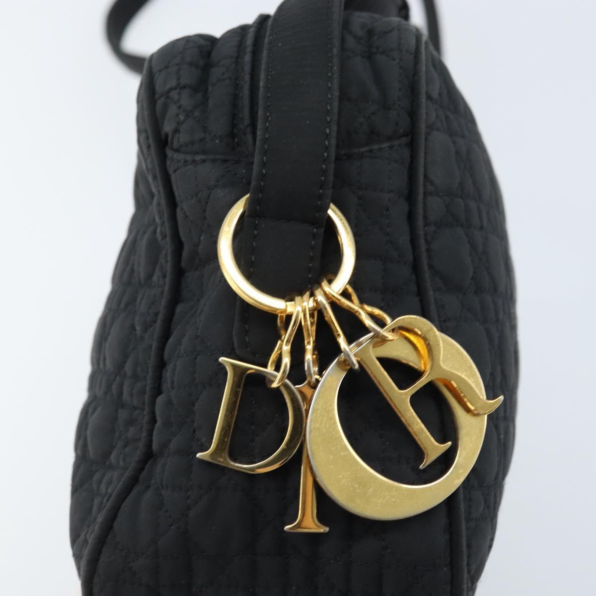 Christian Dior Shoulder Bag Nylon Black Gold Auth mr2173