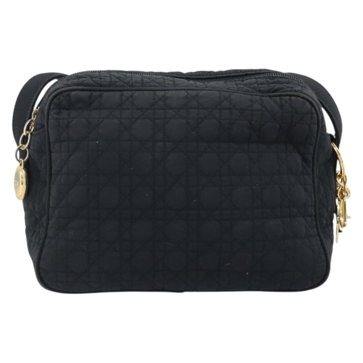Christian Dior Shoulder Bag Nylon Black Gold Auth mr2173
