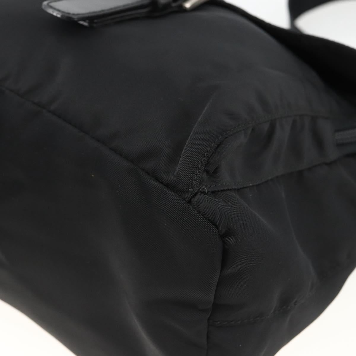 PRADA Shoulder Bag Nylon Black Silver Auth mr2174