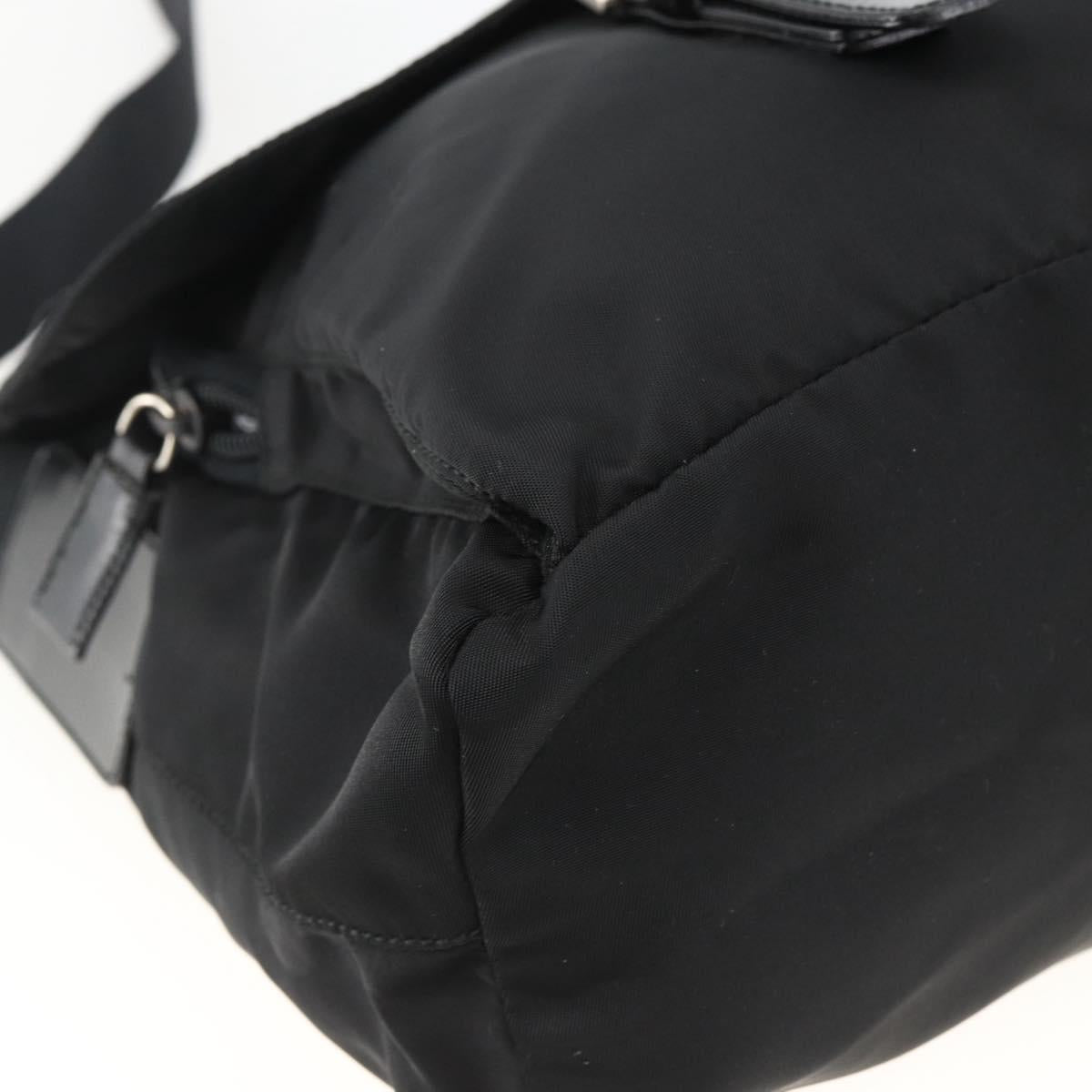 PRADA Shoulder Bag Nylon Black Silver Auth mr2174