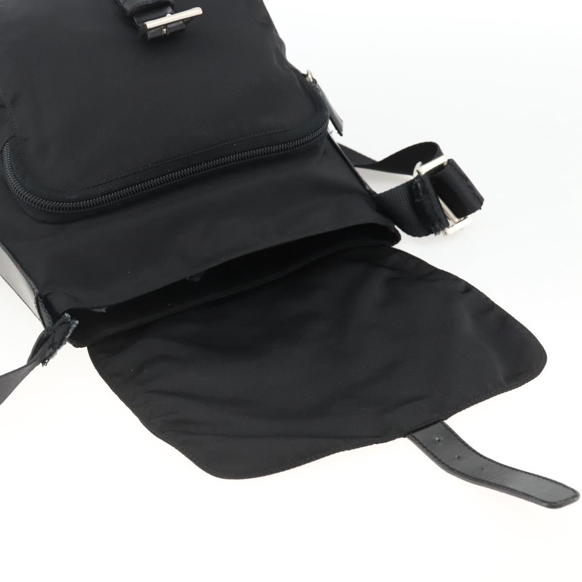PRADA Shoulder Bag Nylon Black Silver Auth mr2174