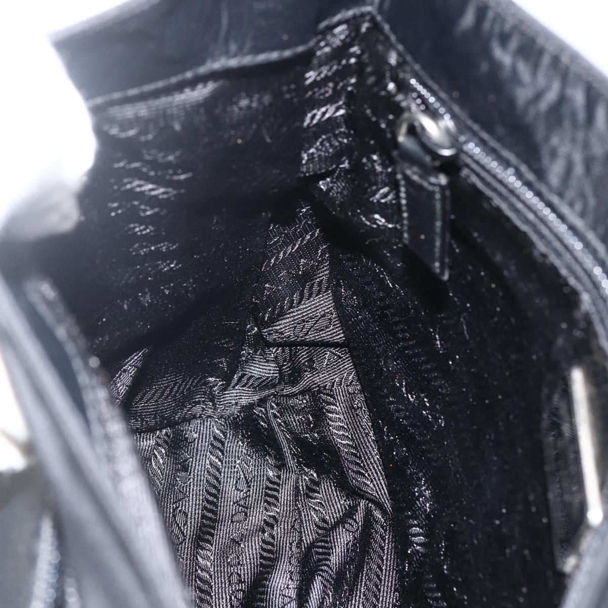 PRADA Shoulder Bag Nylon Black Silver Auth mr2174