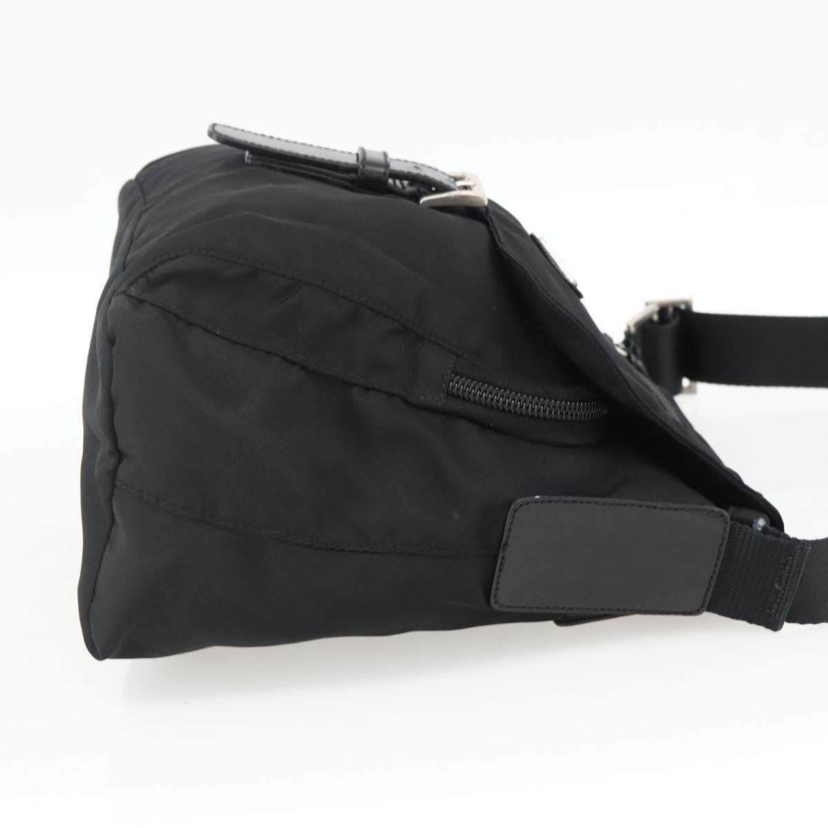 PRADA Shoulder Bag Nylon Black Silver Auth mr2174