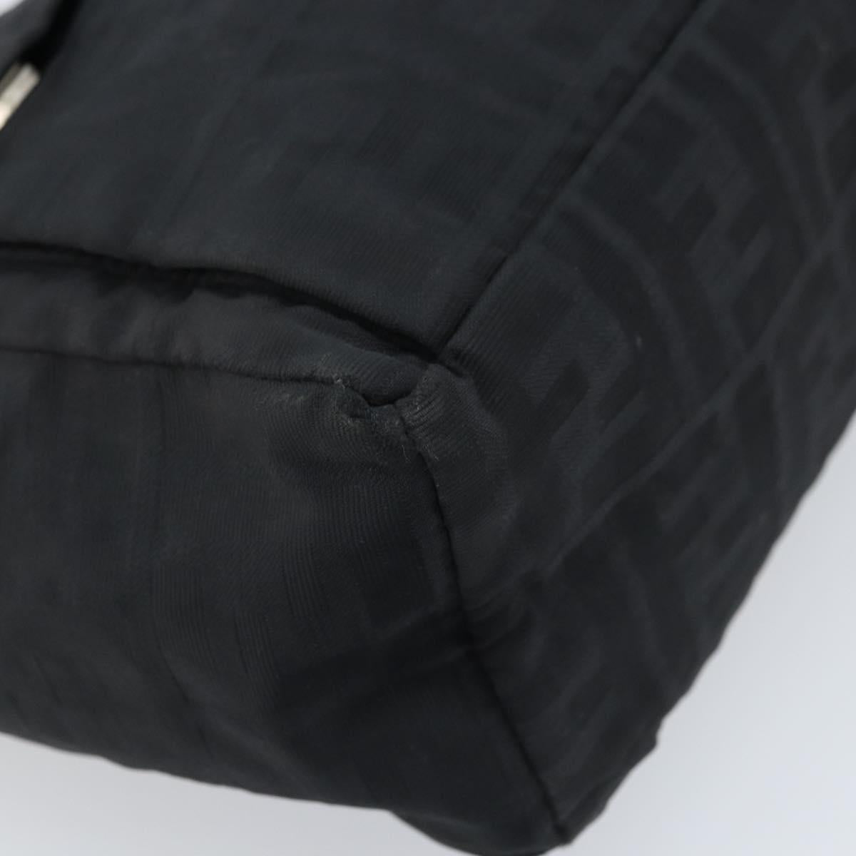 FENDI Zucca Canvas Tote Bag Black Silver Auth mr2177