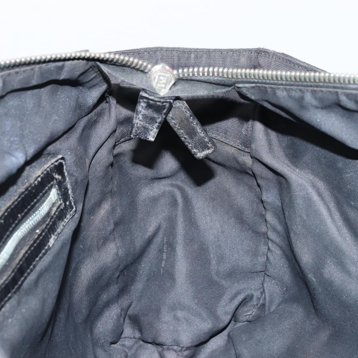 FENDI Zucca Canvas Tote Bag Black Silver Auth mr2177