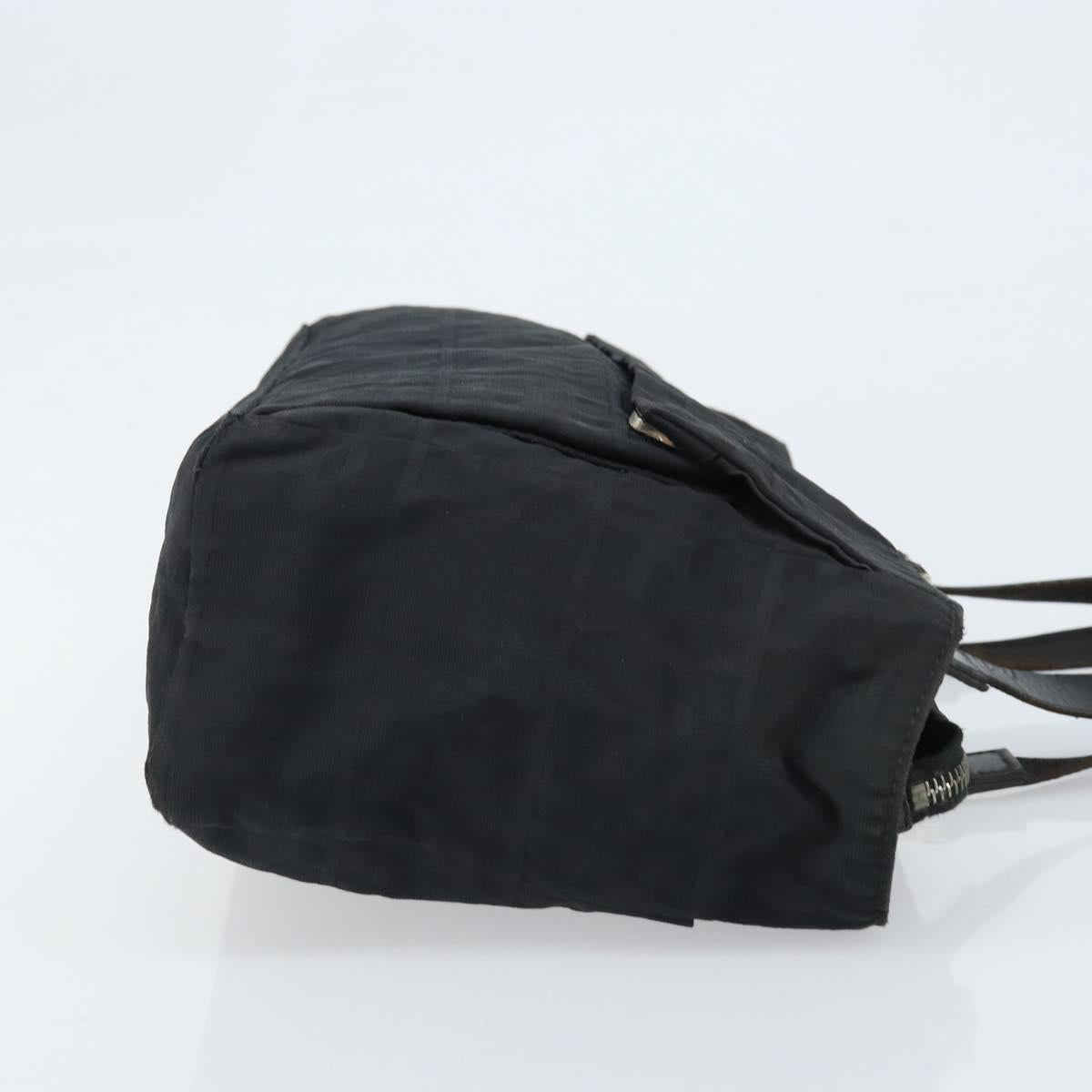 FENDI Zucca Canvas Tote Bag Black Silver Auth mr2177